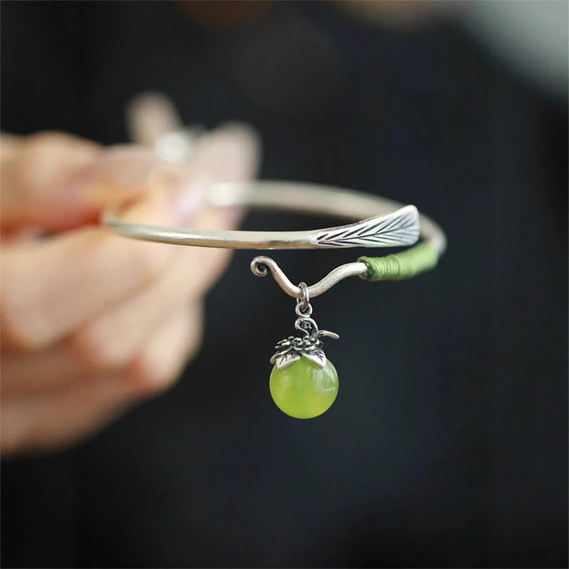 Bracciale rigido con ciondolo in lega di rame Buddha Stones e perline verdi, portafortuna - Image 9