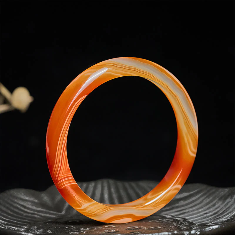 Bracciale rigido con polsino calmo in agata rossa venata Buddha Stones - Image 3