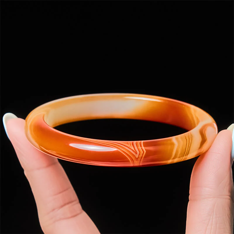 Bracciale rigido con polsino calmo in agata rossa venata Buddha Stones - Image 4