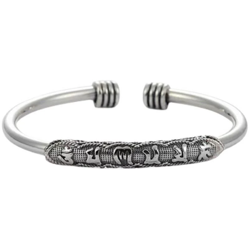 Bracciale rigido con polsino incisi Buddha Stones Om Mani Padme Hum Peace - Image 2