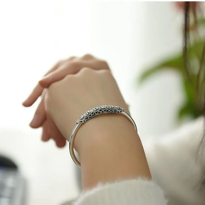 Bracciale rigido con polsino incisi Buddha Stones Om Mani Padme Hum Peace - Image 5