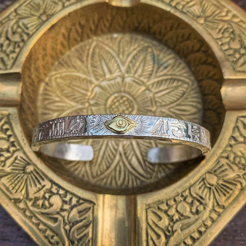 Bracciale rigido in rame con protezione dell'occhio di Horus Buddha Stones