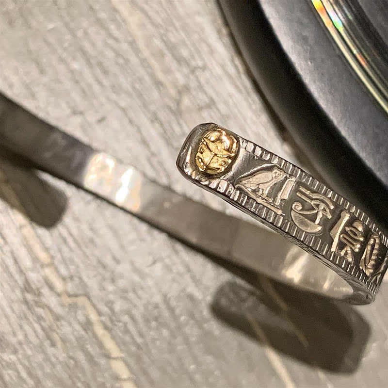 Bracciale rigido in rame con protezione dell'occhio di Horus Buddha Stones - Image 3