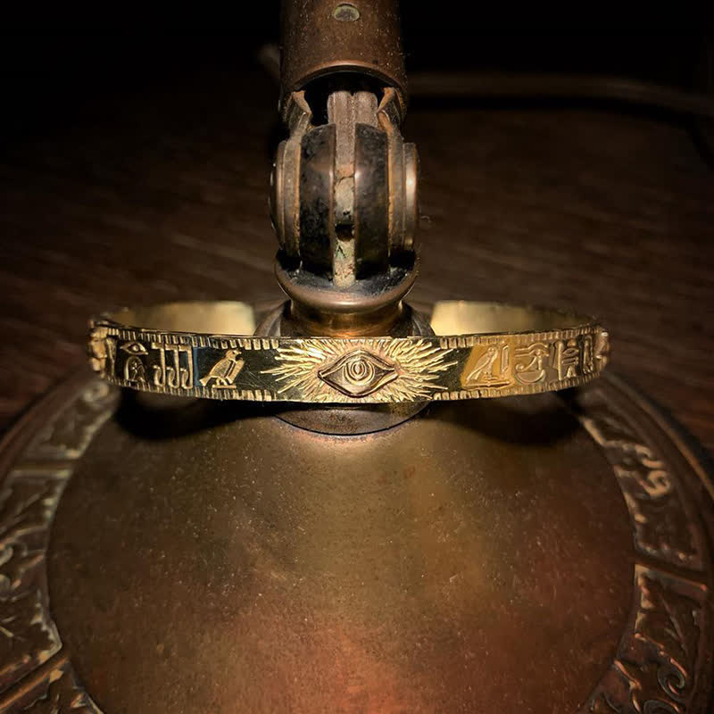 Bracciale rigido in rame con protezione dell'occhio di Horus Buddha Stones - Image 4