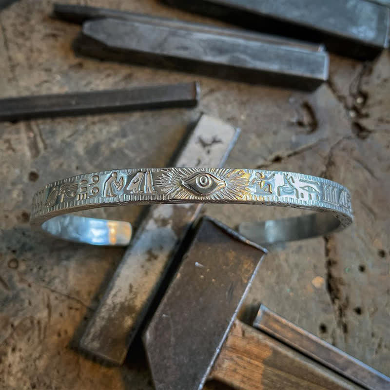 Bracciale rigido in rame con protezione dell'occhio di Horus Buddha Stones - Image 5