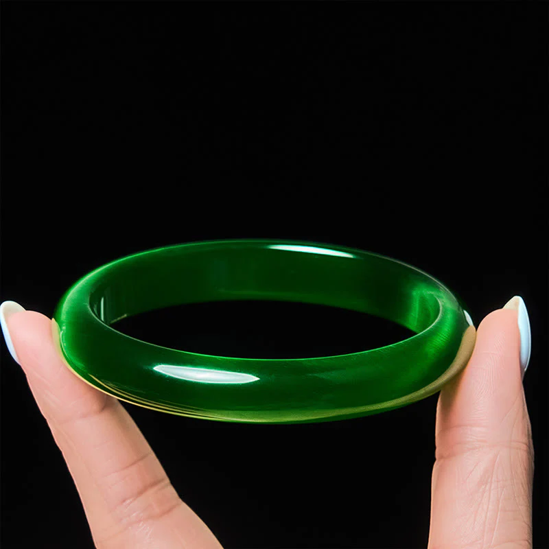 Bracciale rigido sottile con polsino in pietra verde occhio di gatto Buddha Stones, allevia lo stress e aumenta la ricchezza