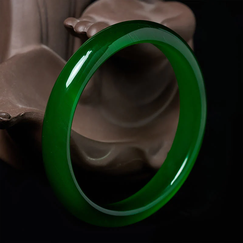 Bracciale rigido sottile con polsino in pietra verde occhio di gatto Buddha Stones, allevia lo stress e aumenta la ricchezza - Image 2