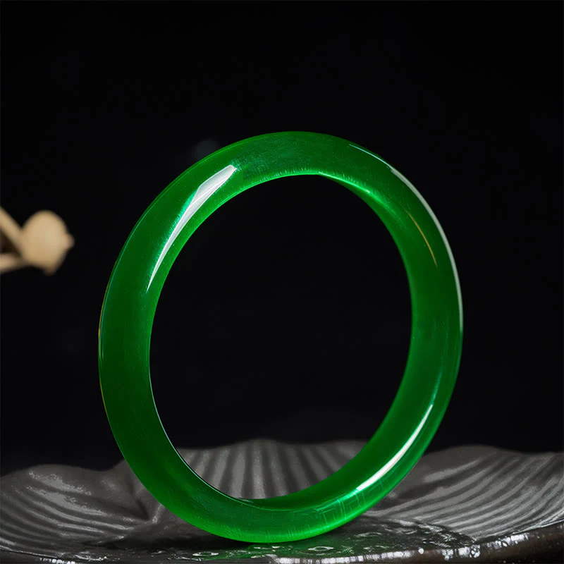 Bracciale rigido sottile con polsino in pietra verde occhio di gatto Buddha Stones, allevia lo stress e aumenta la ricchezza - Image 4