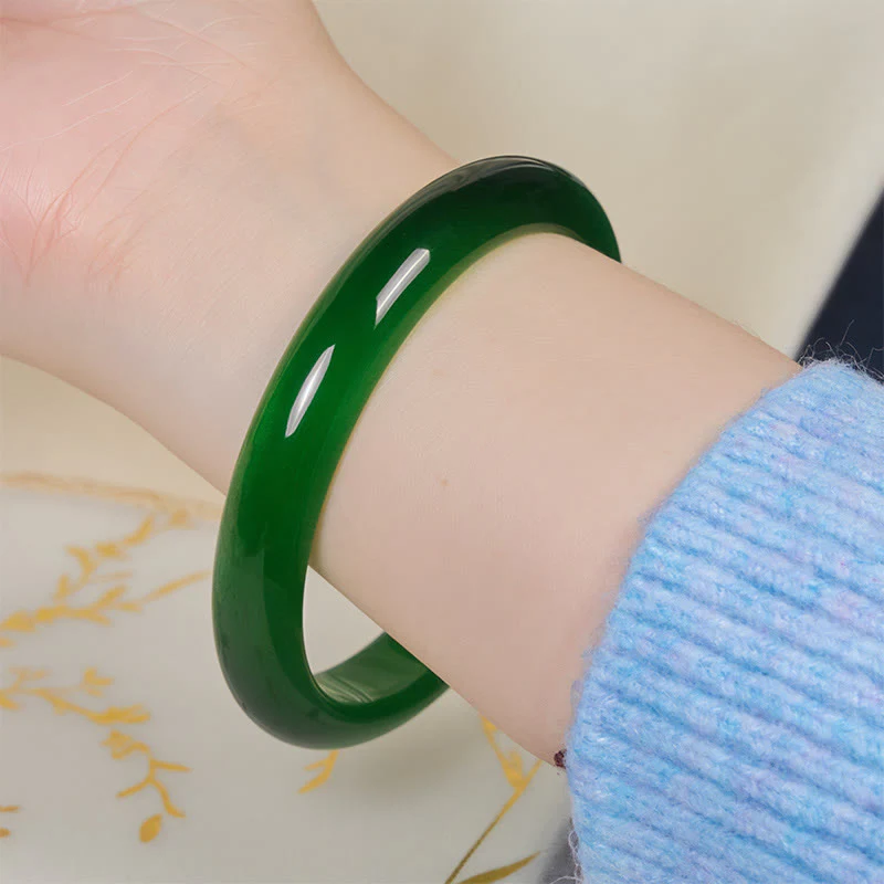 Bracciale rigido sottile con polsino in pietra verde occhio di gatto Buddha Stones, allevia lo stress e aumenta la ricchezza - Image 5