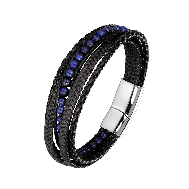 Bracciale rinforzato in pelle con perline, agata indiana, occhio di tigre Buddha Stones - Image 14