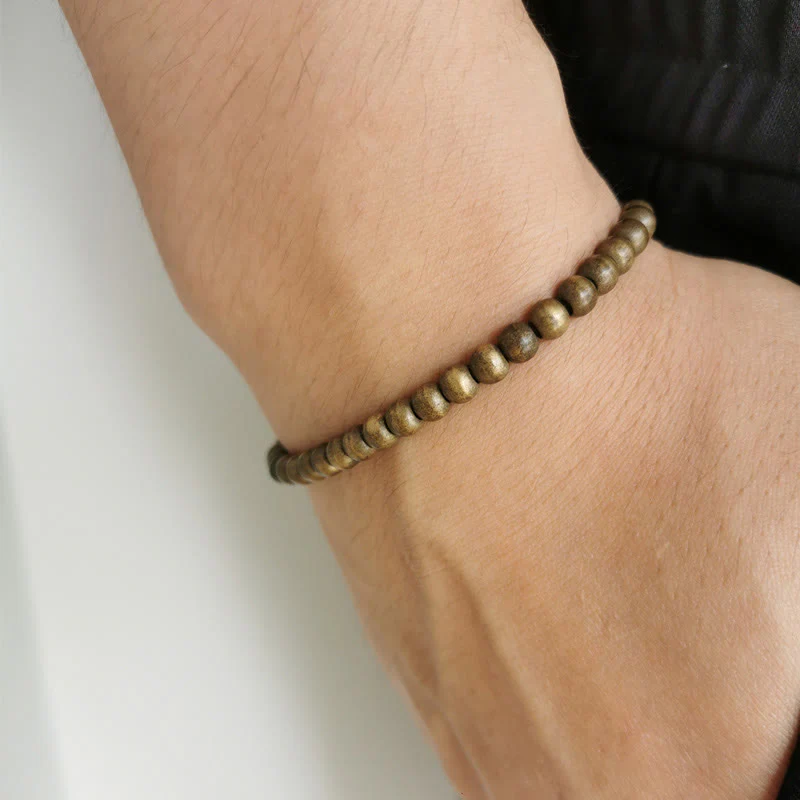 Bracciale semplice in ottone e rame con Buddha Stones, equilibrio e ricchezza - Image 5