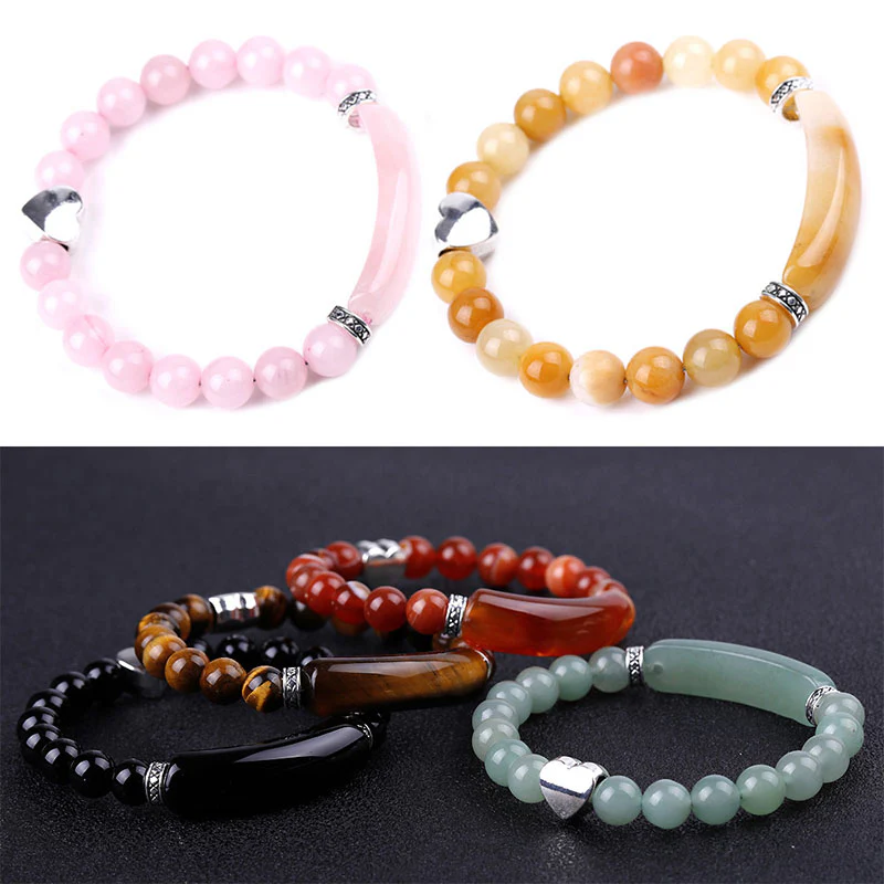 Bracciale unisex a forma di cuore con perline di cristallo naturale - Image 10
