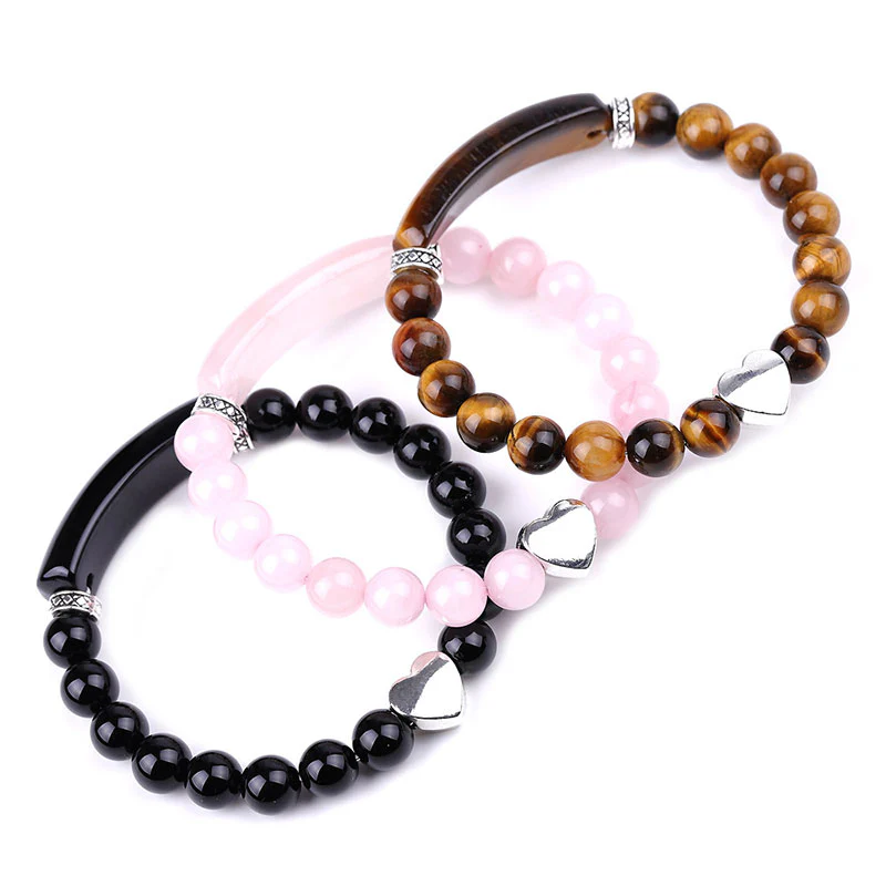 Bracciale unisex a forma di cuore con perline di cristallo naturale - Image 8