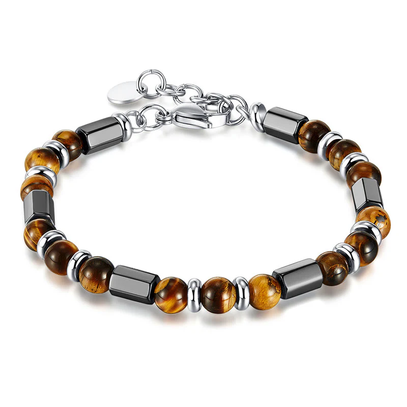 Braccialetto a catena con fibbia in ematite e occhio di tigre Buddha Stones - Image 7