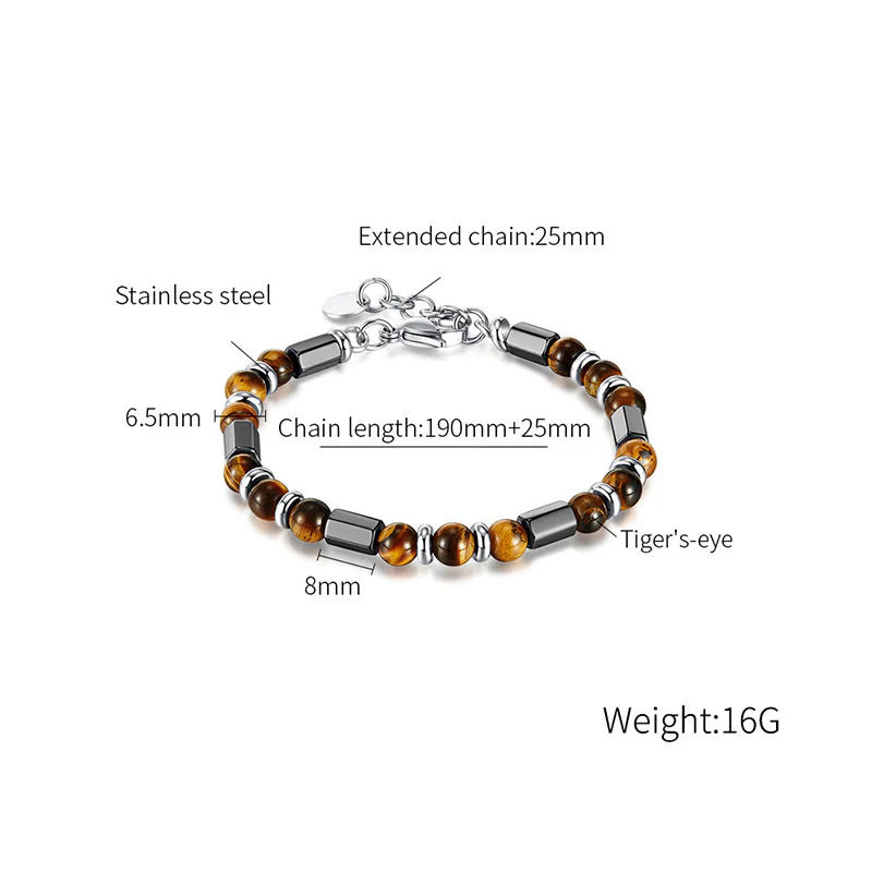 Braccialetto a catena con fibbia in ematite e occhio di tigre Buddha Stones - Image 8