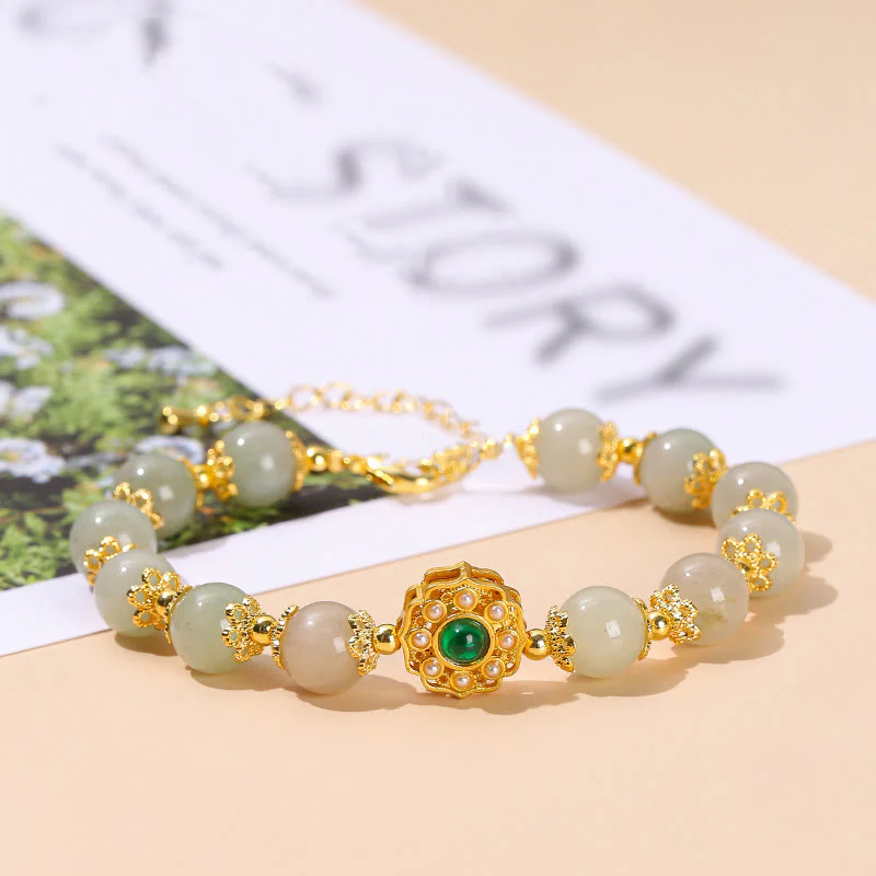 Braccialetto a catena con perline di giada naturale Buddha Stones Prosperity - Image 2