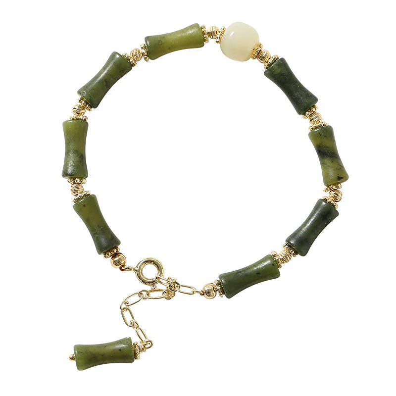 Braccialetto a catena con perline di vetro e bambù, fortuna e forza , Buddha Stones - Image 12