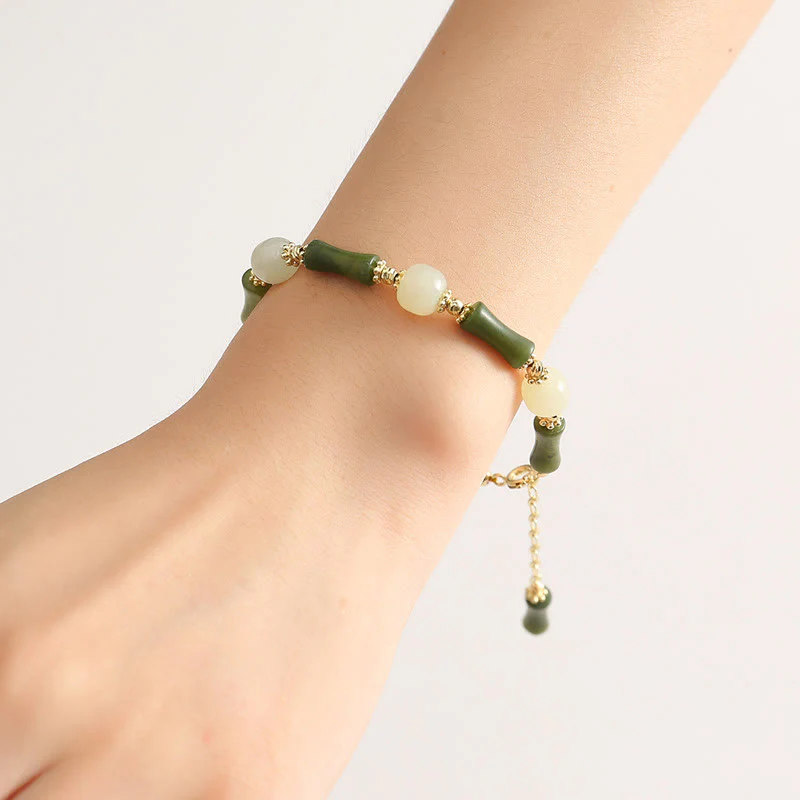 Braccialetto a catena con perline di vetro e bambù, fortuna e forza , Buddha Stones - Image 14