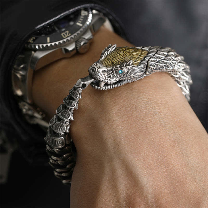 Braccialetto a catena di protezione con amuleto fatto a mano con drago e serpente , Buddha Stones - Image 3