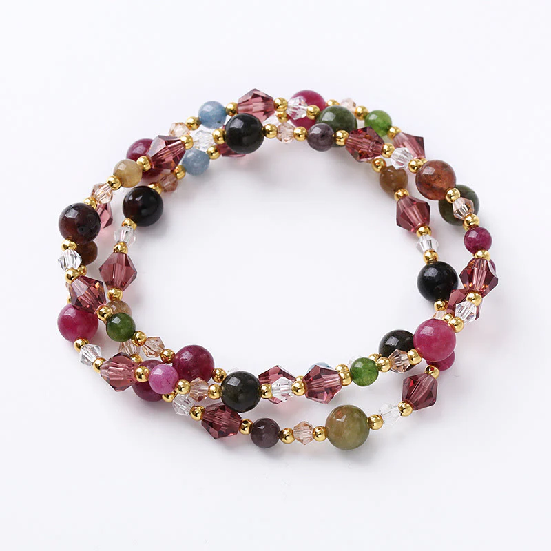 Braccialetto a doppio giro Buddha Stones Tormalina naturale Quarzo fragola Ametista Pace Saggezza - Image 3