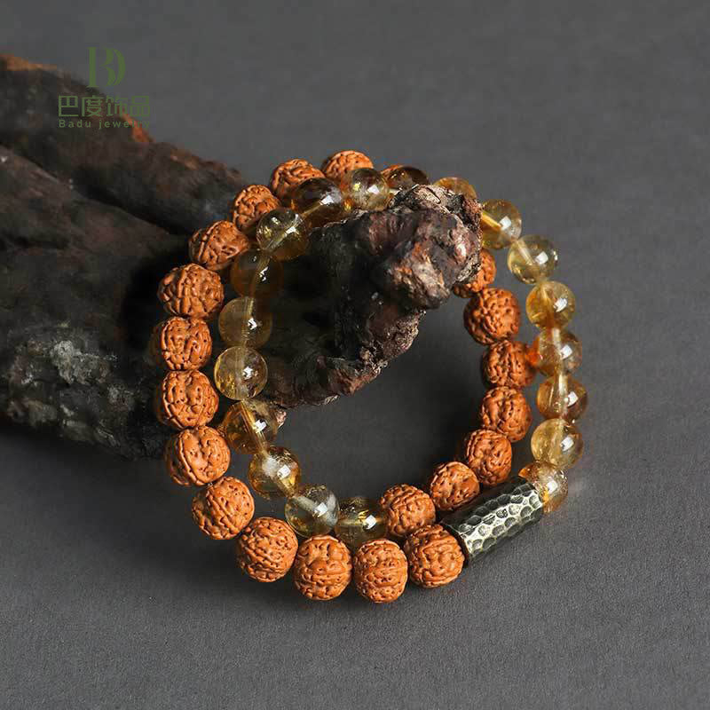 Braccialetto a doppio giro con protezione dei semi di Bodhi, citrino, sandalo e Buddha Stones - Image 6