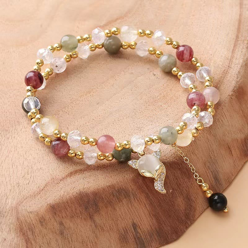 Braccialetto a doppio giro con protezione in quarzo rutilato multicolore Buddha Stones Fox - Image 2