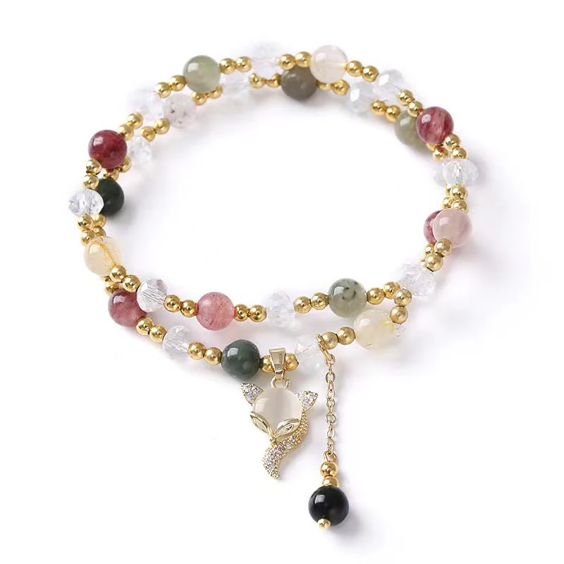 Braccialetto a doppio giro con protezione in quarzo rutilato multicolore Buddha Stones Fox - Image 5