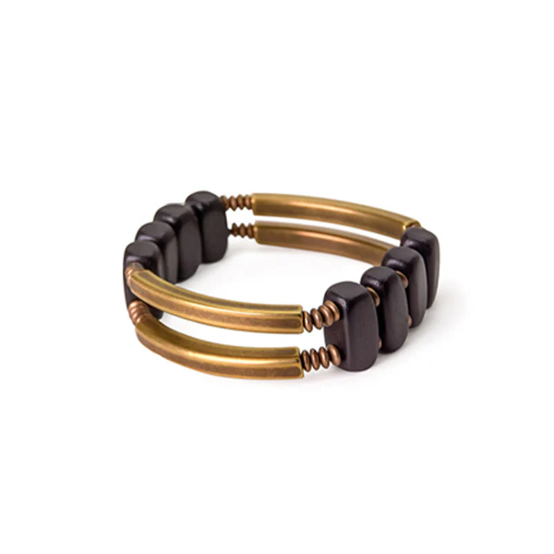Bracciale a doppio strato in ottone e rame con Buddha Stones in legno di ebano tibetano - Image 13