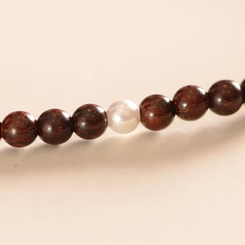 Braccialetto a triplo giro con protezione del carattere Fu, in argento Buddha Stones 925, con piccola foglia indiana in legno di sandalo rosso - Image 8