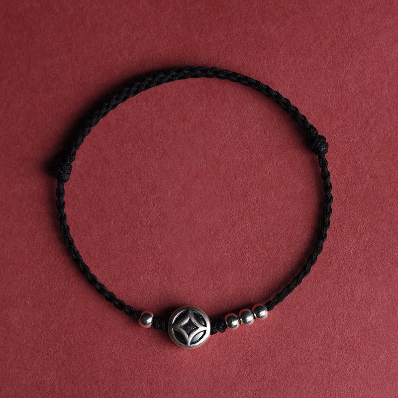 Braccialetto alla caviglia con ciondolo a forma di moneta di rame in argento sterling 999 Buddha Stones, fatto a mano e resistente alla corda - Image 14
