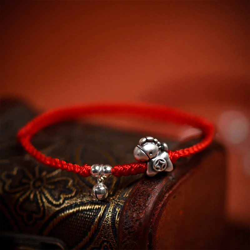 Braccialetto alla caviglia per bambini e adulti con campanella in argento sterling 925 , Buddha Stones, anno del cavallo, in argento sterling 999 - Image 10