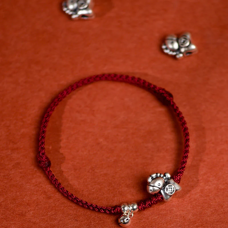 Braccialetto alla caviglia per bambini e adulti con campanella in argento sterling 925 , Buddha Stones, anno del cavallo, in argento sterling 999 - Image 18