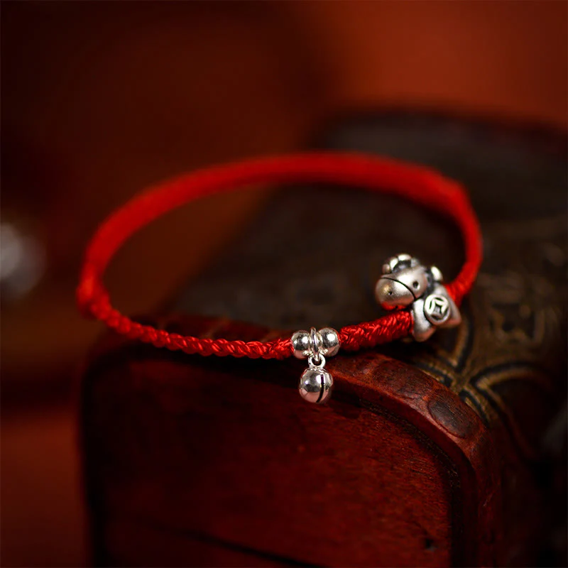 Braccialetto alla caviglia per bambini e adulti con campanella in argento sterling 925 , Buddha Stones, anno del cavallo, in argento sterling 999 - Image 8