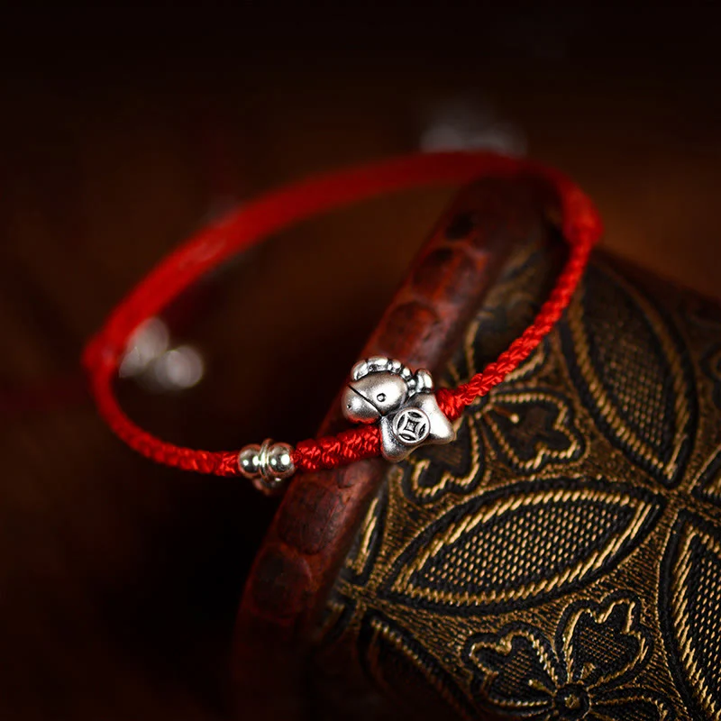 Braccialetto alla caviglia per bambini e adulti con campanella in argento sterling 925 , Buddha Stones, anno del cavallo, in argento sterling 999 - Image 9