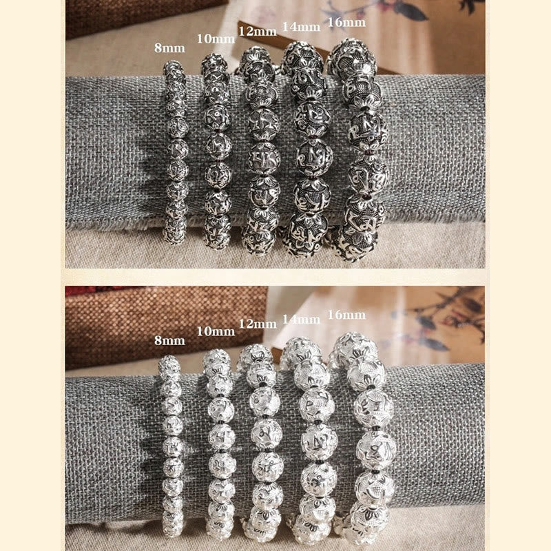 Braccialetto amuleto con perline in lega intagliata , Buddha Stones tibetane Om Mani Padme Hum - Image 15