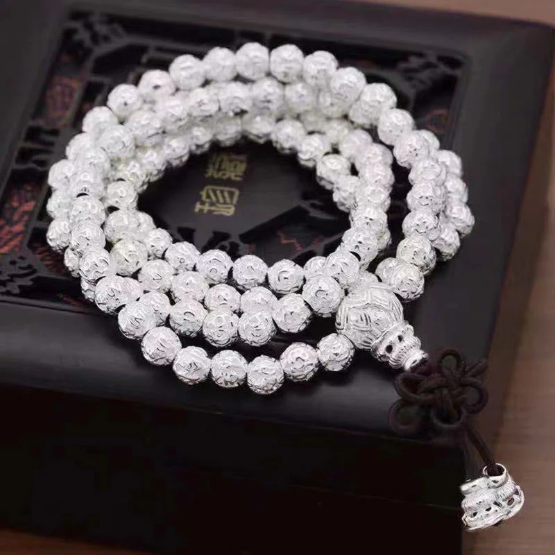 Braccialetto amuleto con perline in lega intagliata , Buddha Stones tibetane Om Mani Padme Hum - Image 20
