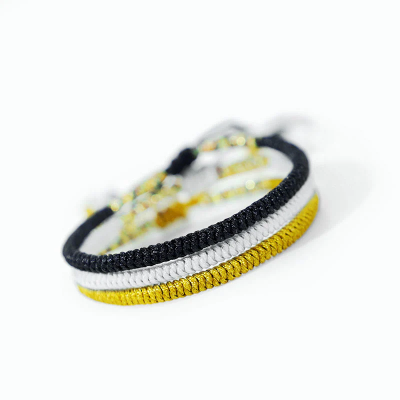 Braccialetto amuleto nodo King Kong multicolore fatto a mano tibetano da 3 pezzi Buddha Stones