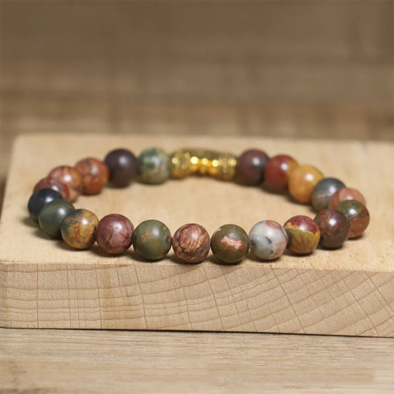 Braccialetto antistress con motivo a loto in pietra naturale colorata Buddha Stones - Image 5
