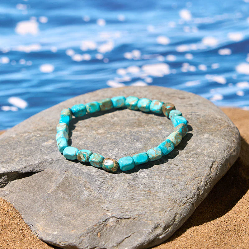 Bracciale antistress con perline ovali e quadrate in pietra dell'imperatore naturale colorato Buddha Stones - Image 5