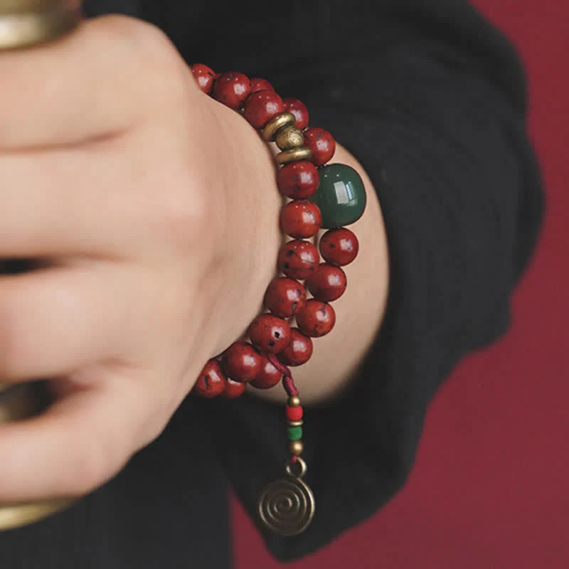 Braccialetto Bodhi Seed Cyan Jade Copper Peace Luck - Image 4
