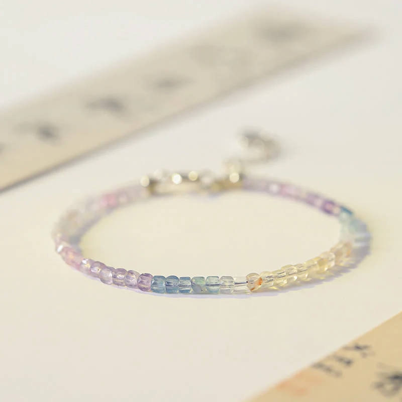 Braccialetto Buddha Stones 2,5 mm Fluorite Perline ultrasottili in rame placcato oro 14k Cuore Potenza - Image 2