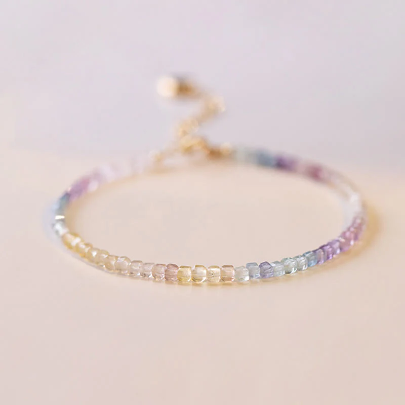 Braccialetto Buddha Stones 2,5 mm Fluorite Perline ultrasottili in rame placcato oro 14k Cuore Potenza - Image 8