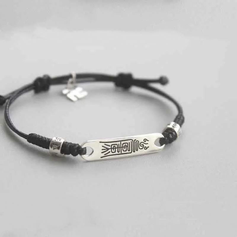 Braccialetto Buddha Stones 925 Sterling Silver Red String Luck Strength Treccia - Image 10