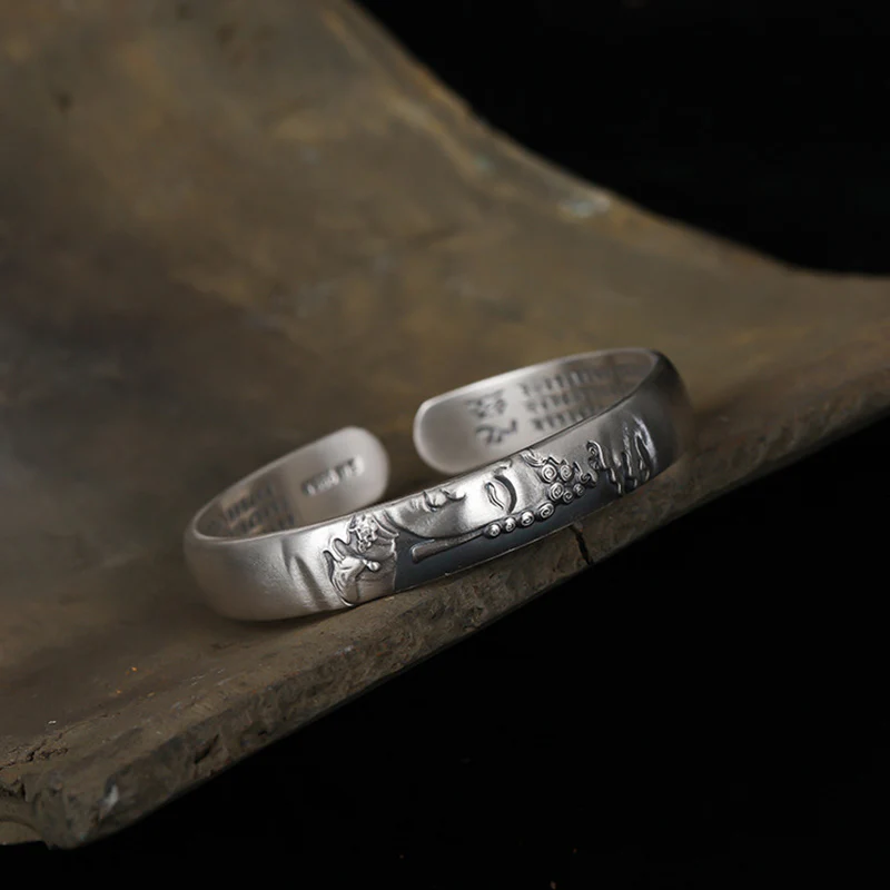 Braccialetto Buddha Stones 999 Sterling Silver Buddha Head Heart Sutra Serenity - Image 4
