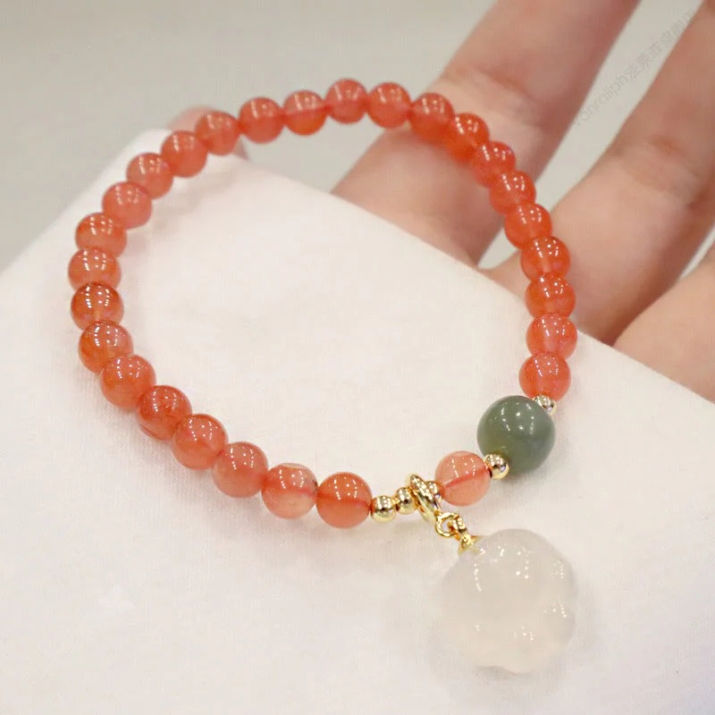 Braccialetto Buddha Stones Agata rossa Calcedonio Zampa di gatto Giada Fiducia