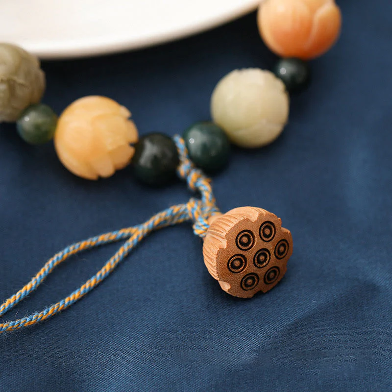 Braccialetto Buddha Stones Bodhi Seed Lotus Bead inciso Muschio Agata Pace Calma - Image 5