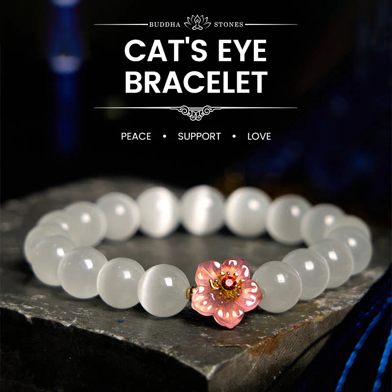 Braccialetto Buddha Stones Cat's Eye Chrysoberyl Flower Love