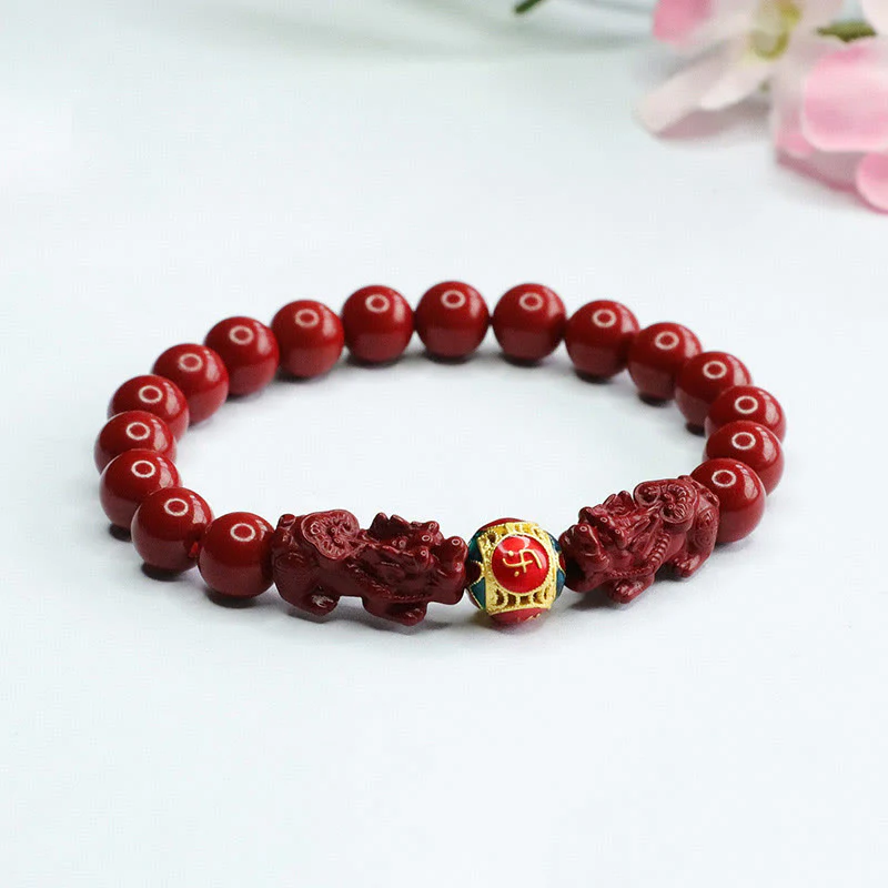 Braccialetto Buddha Stones Cinnabar Double PIXIU Keep Away Evil Spirits - Image 8