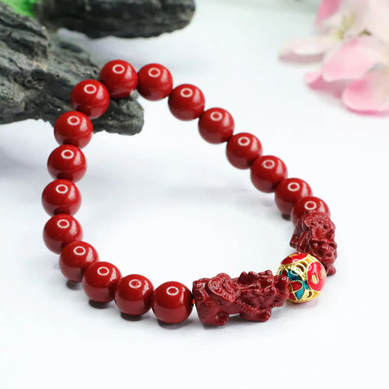 Braccialetto Buddha Stones Cinnabar Double PIXIU Keep Away Evil Spirits - Image 9