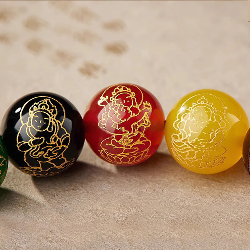 Braccialetto Buddha Stones con piccola foglia di sandalo rosso, cinque direzioni, divinità della ricchezza e della calma - Image 18